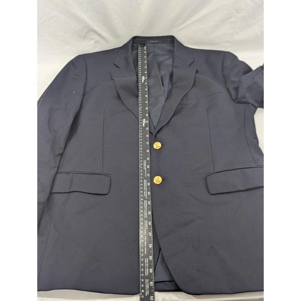 New No Tags Ralph Lauren Blazer Sports Coat Wool Navy Gold Button Jacket 42R 46